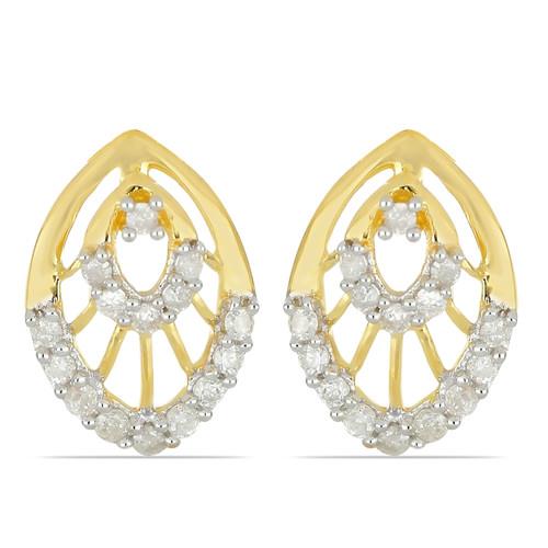 BUY 14K GOLD WHITE DIAMOND GEMSTONE CLASSIC EARRINGS